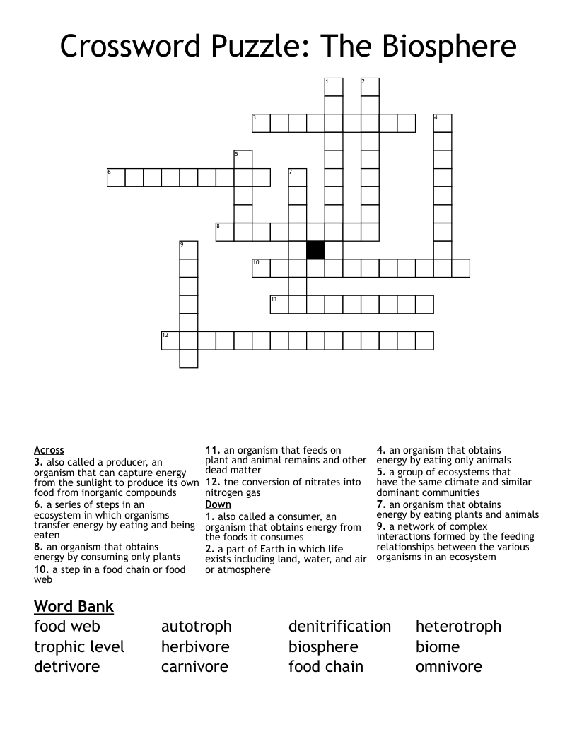 Crossword Puzzle: The Biosphere