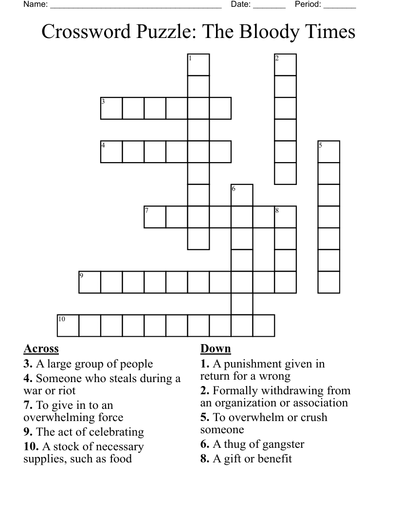 Crossword Puzzle: The Bloody Times