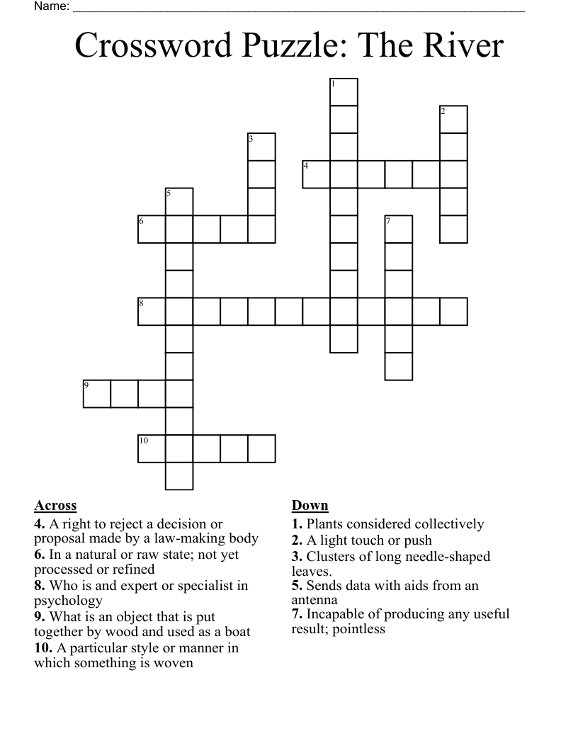 Crossword Puzzle: The River