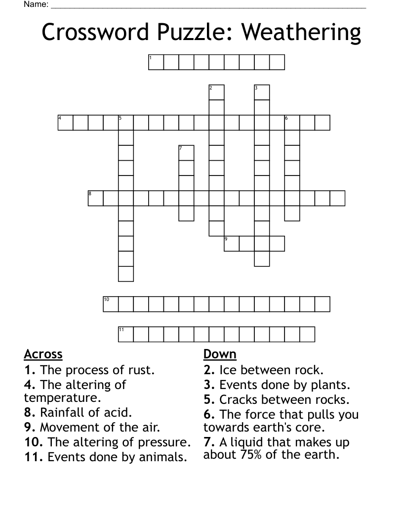 Crossword Puzzle: Weathering