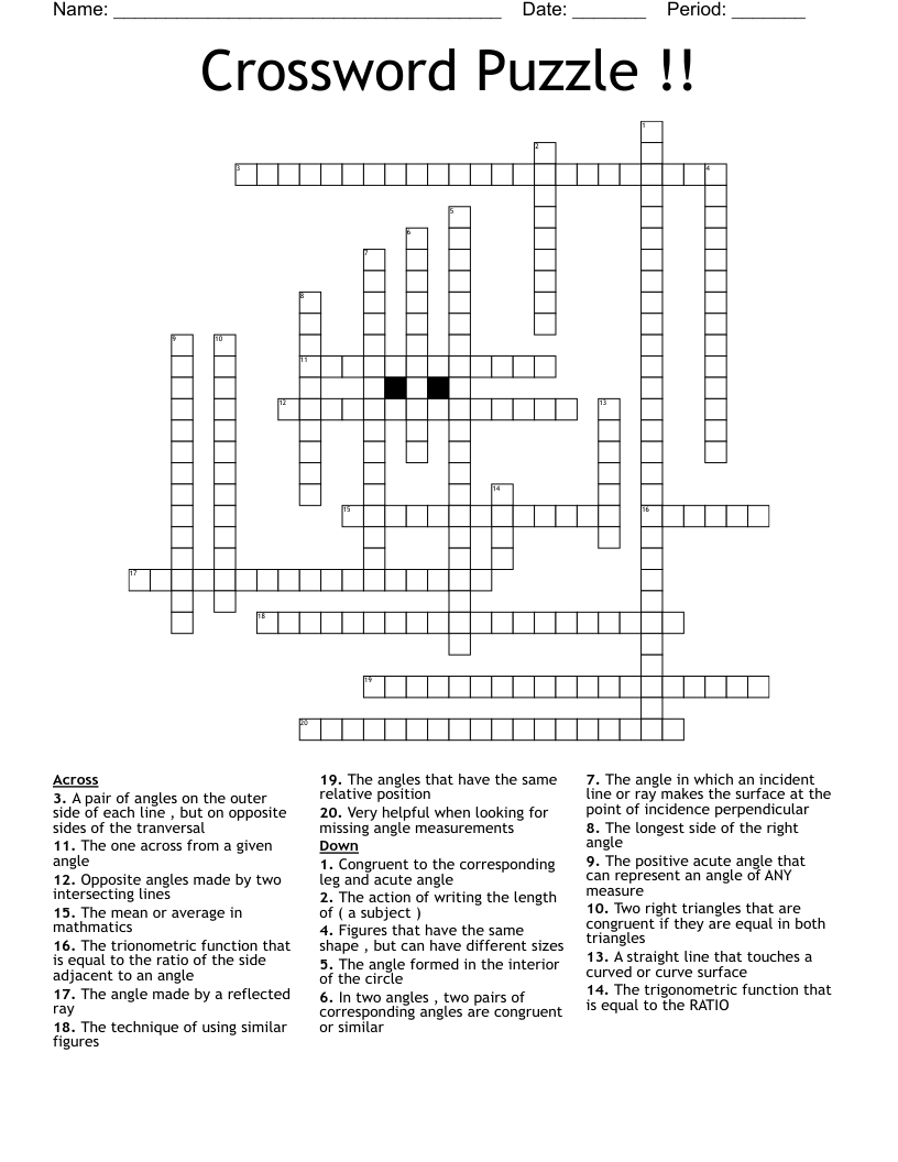 Crossword Puzzle !!
