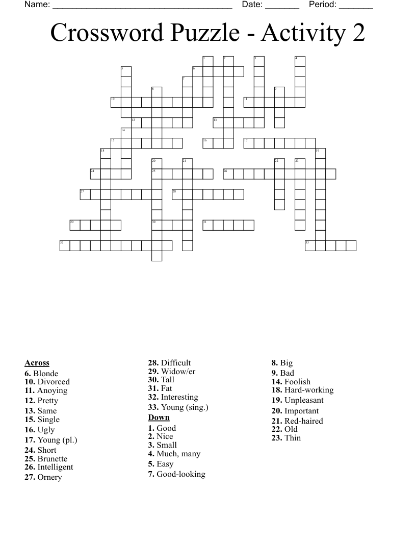 Crossword Puzzle - Activity 2