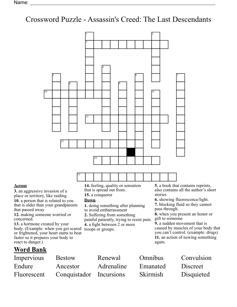 Crossword Puzzle - Assassin's Creed: The Last Descendants 