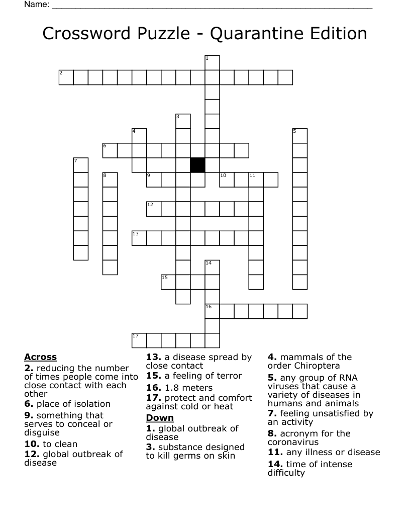 Crossword Puzzle - Quarantine Edition