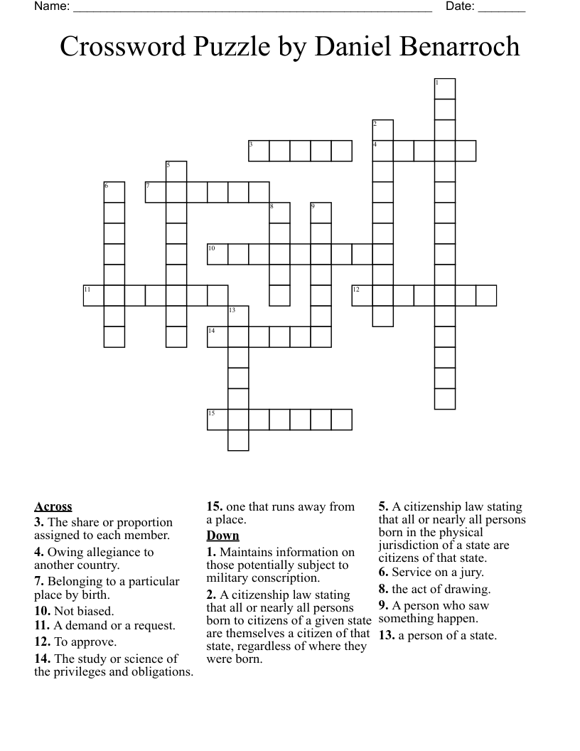 Crossword Puzzle by Daniel Benarroch