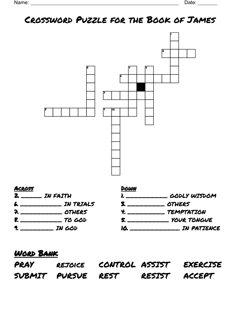 Crossword Puzzle for the Book of James