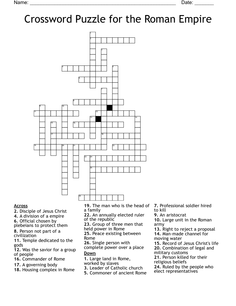 Crossword Puzzle for the Roman Empire