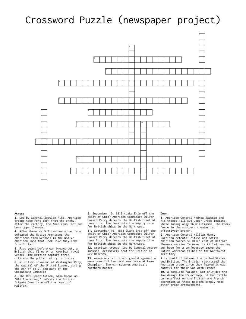 Crossword Puzzle (newspaper project)