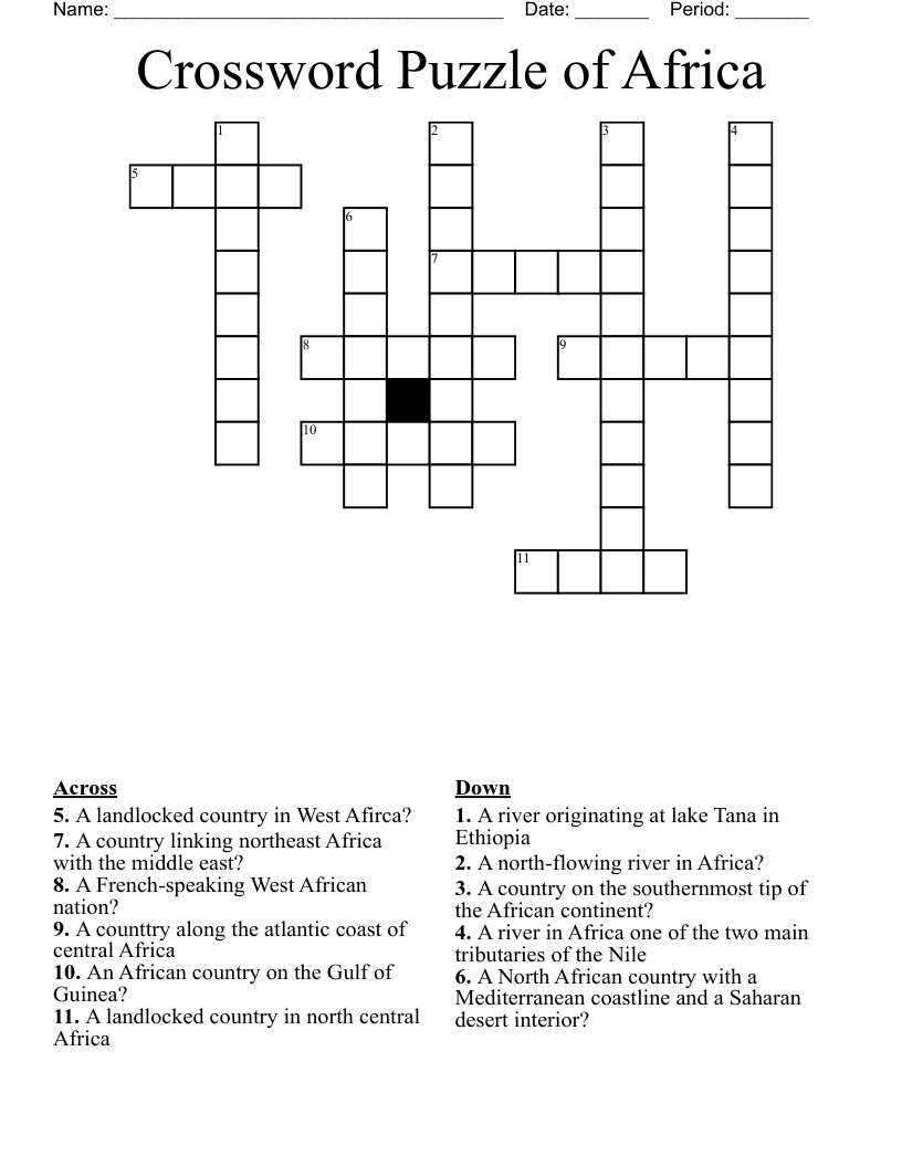 Crossword Puzzle of Africa