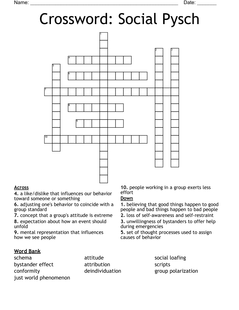 Crossword: Social Pysch