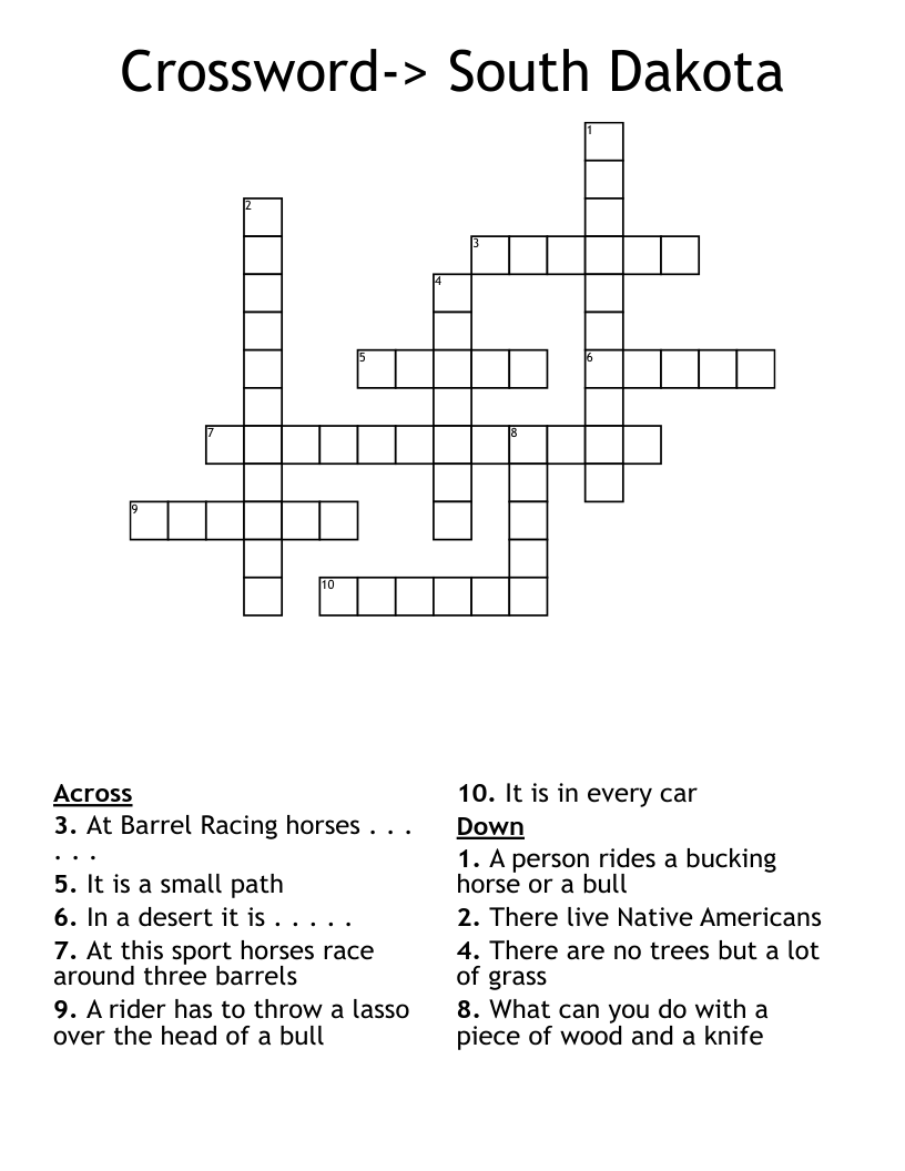 Crossword-> South Dakota 