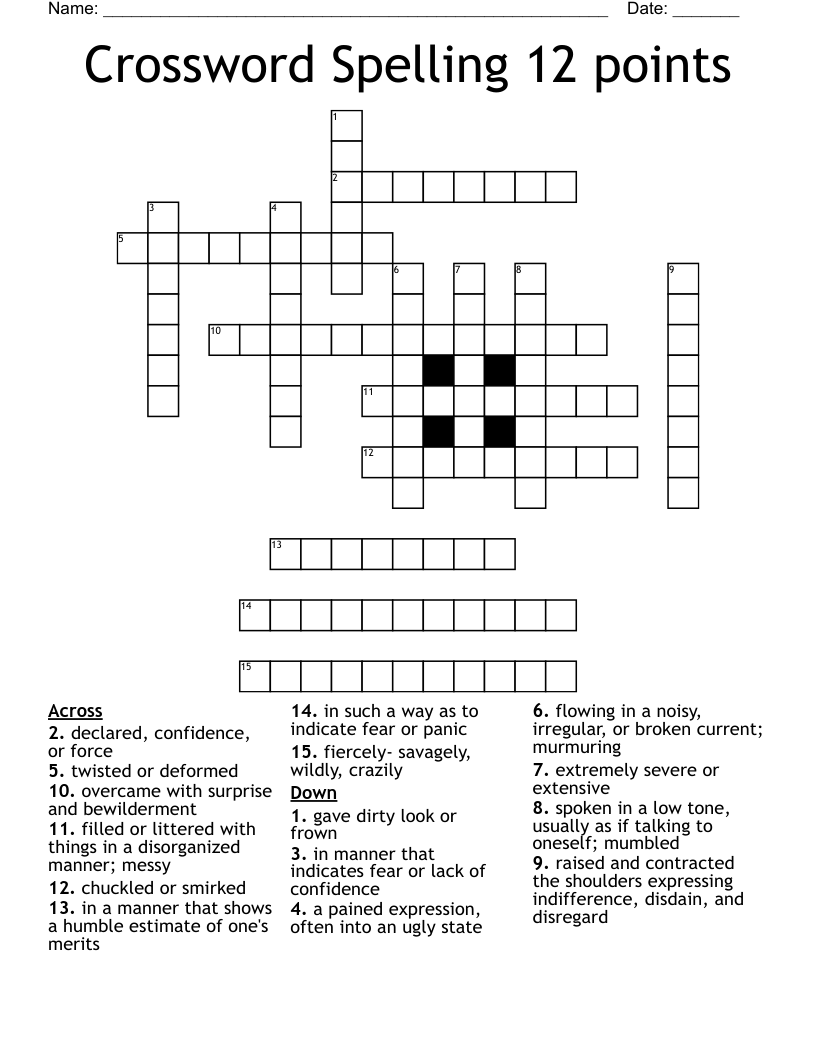 Crossword Spelling 12 points