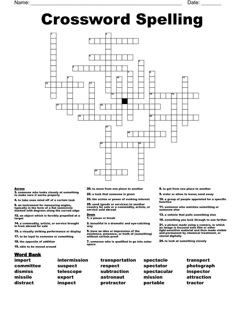 Crossword Spelling