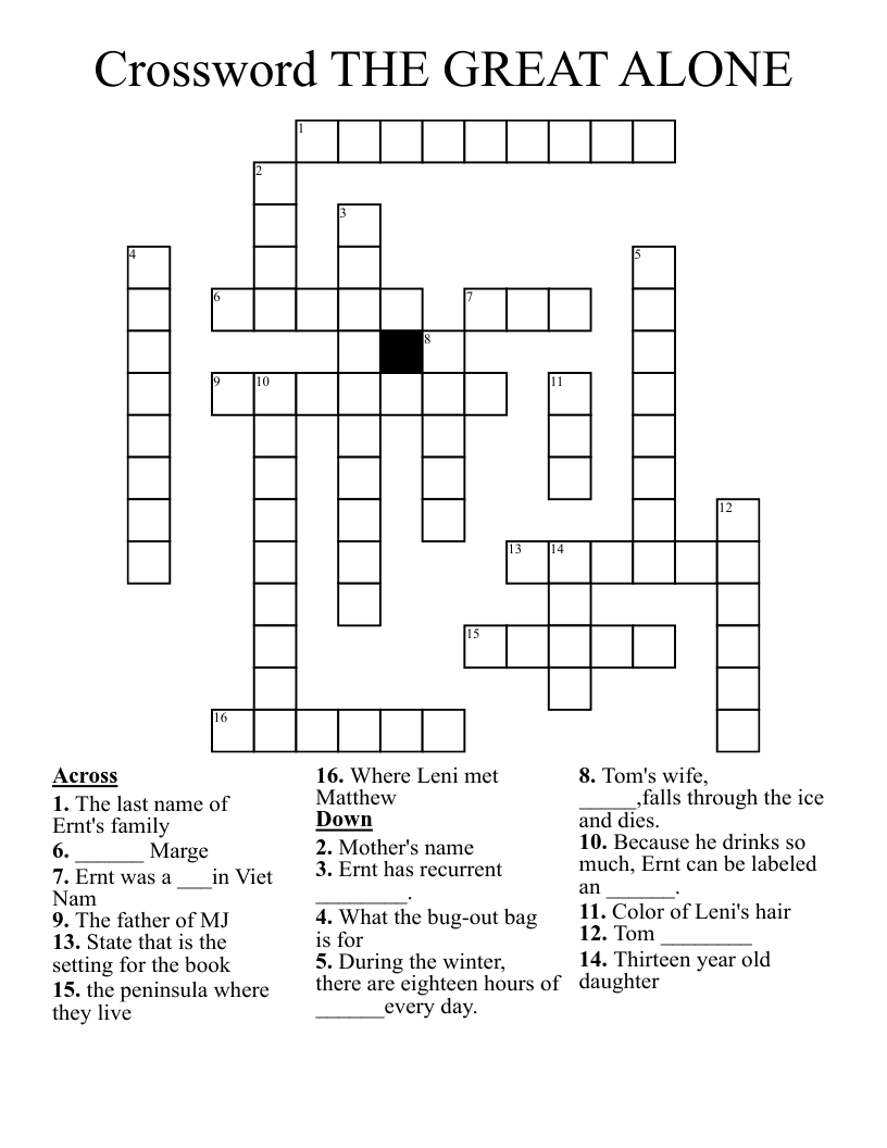 Crossword THE GREAT ALONE