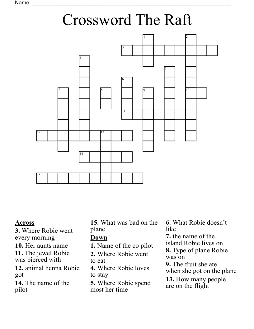 Crossword The Raft