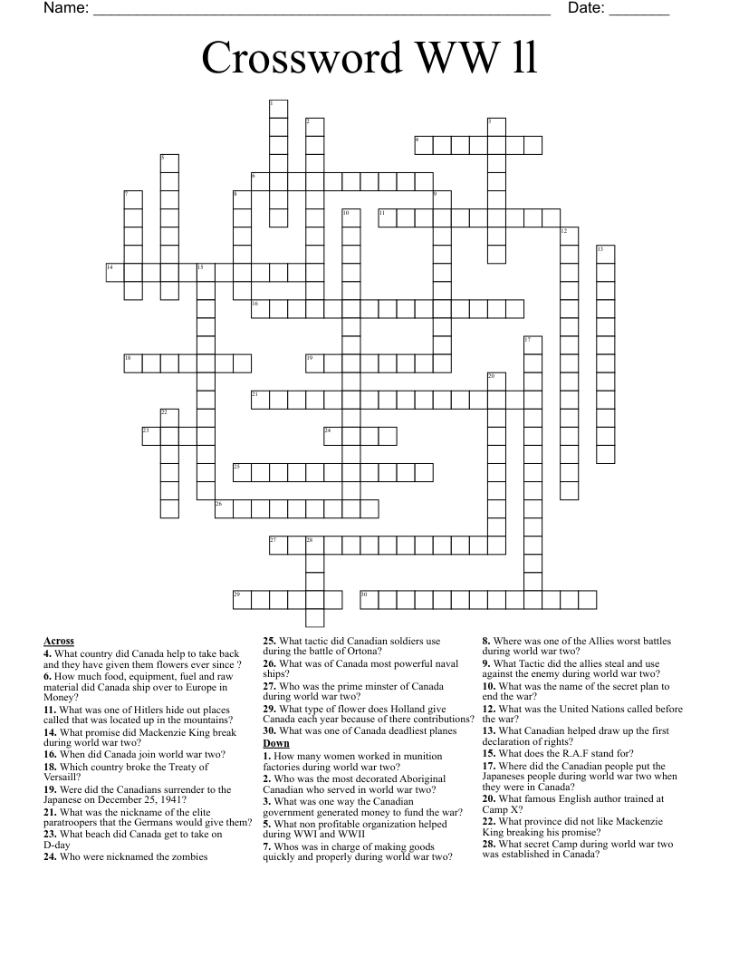 Crossword WW ll