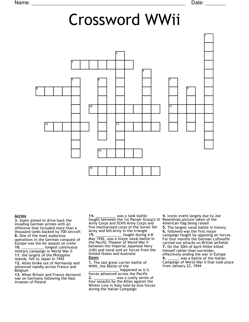 Crossword WWii