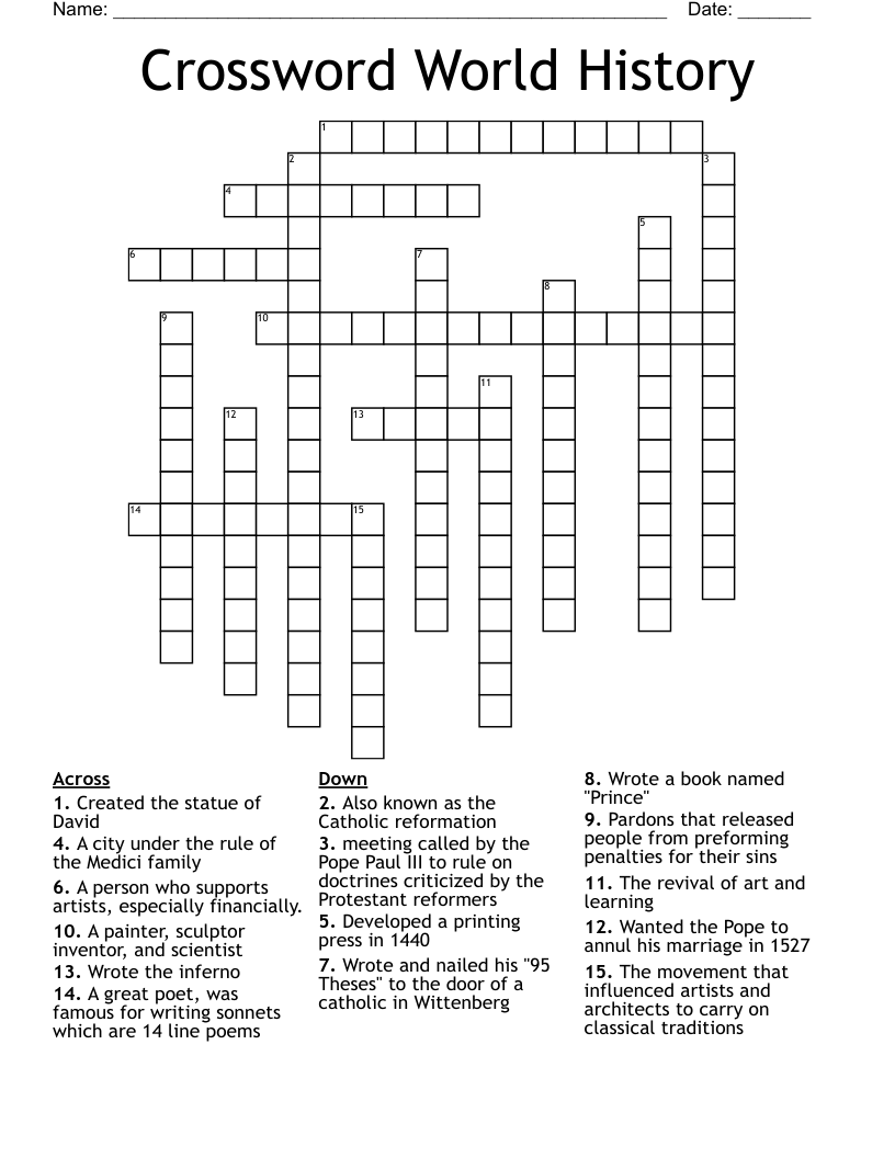 Crossword World History