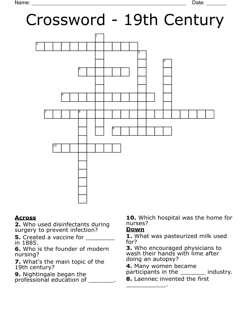 Crossword - 19th Century