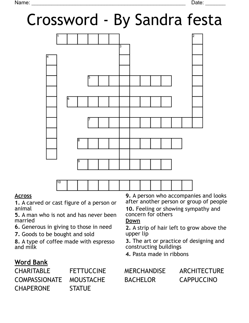 Crossword - By Sandra festa