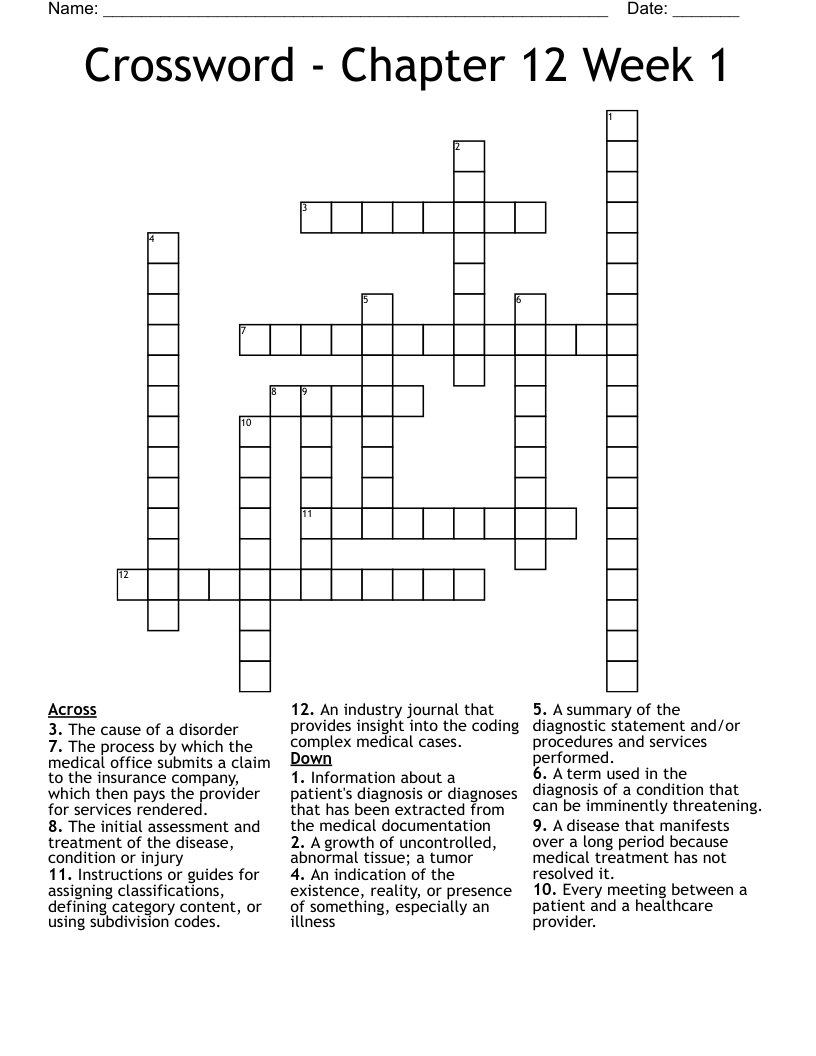 Crossword - Chapter 12 Week 1