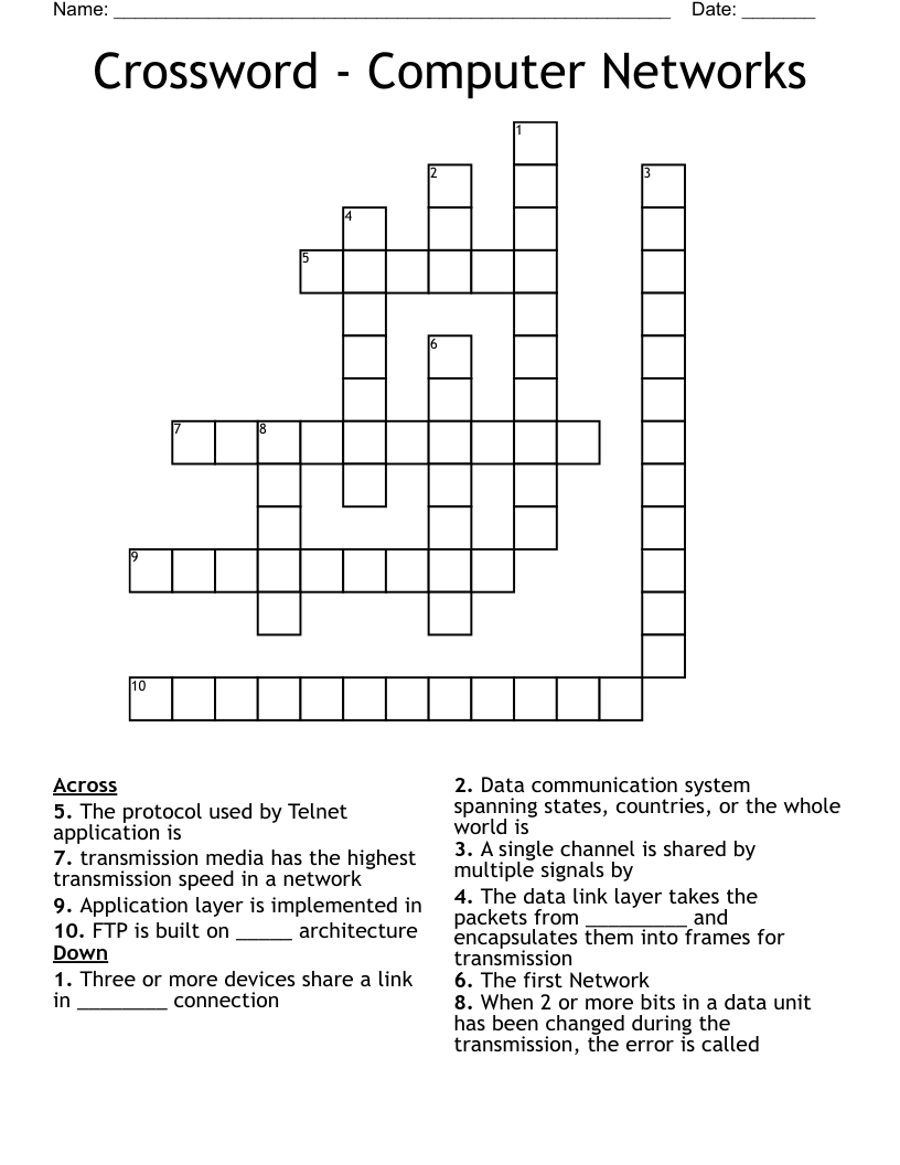Crossword - Computer Networks