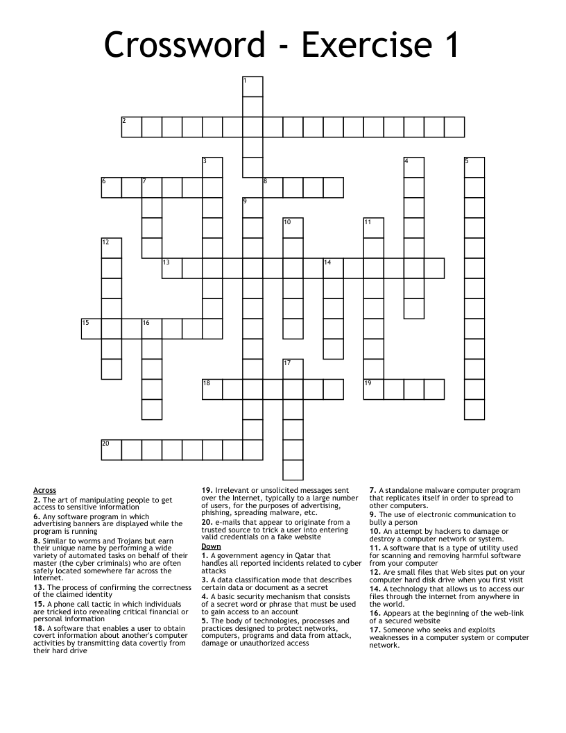 Crossword - Exercise 1