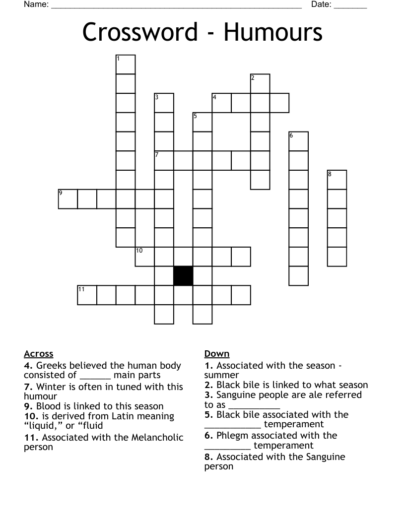 Crossword - Humours 