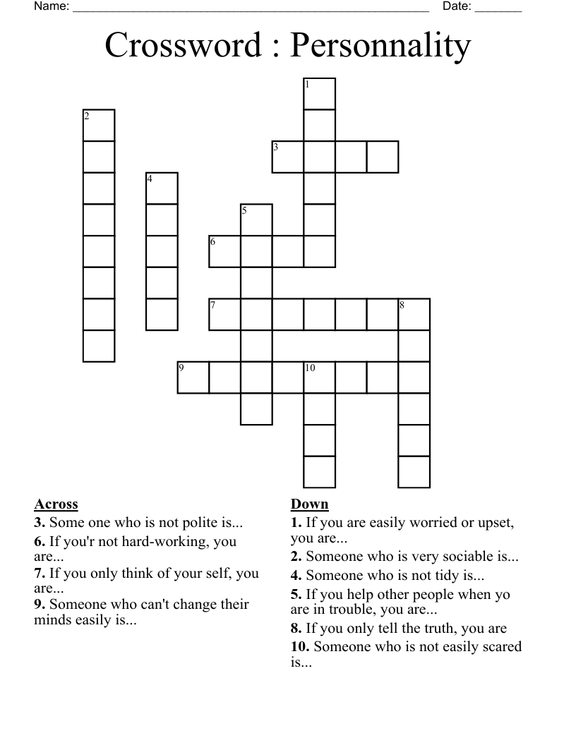 Crossword : Personnality