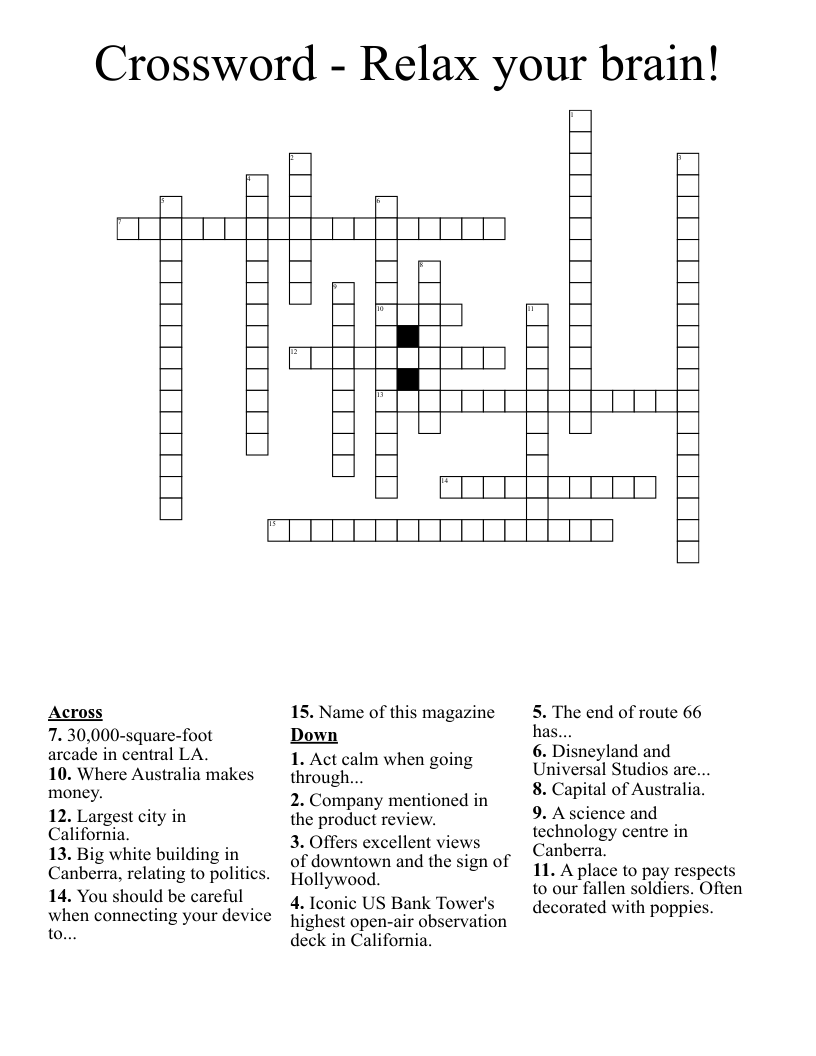 Crossword - Relax your brain!