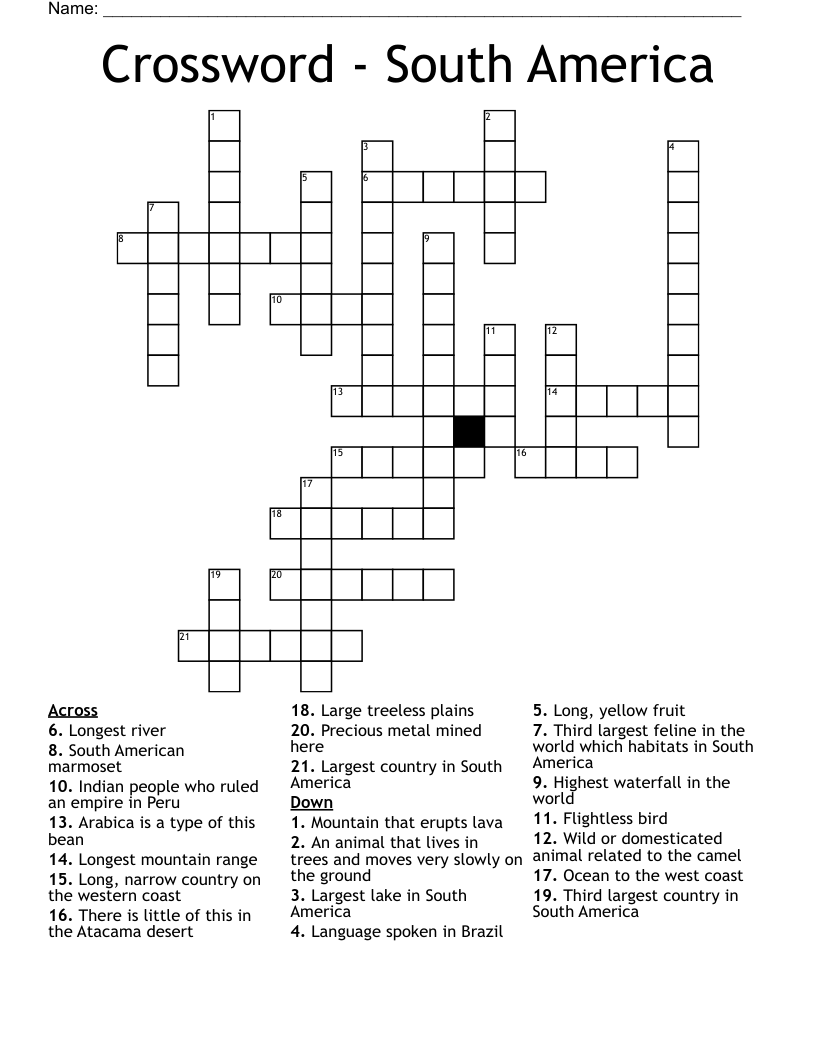 Crossword - South America