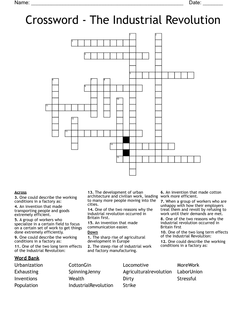 Crossword - The Industrial Revolution