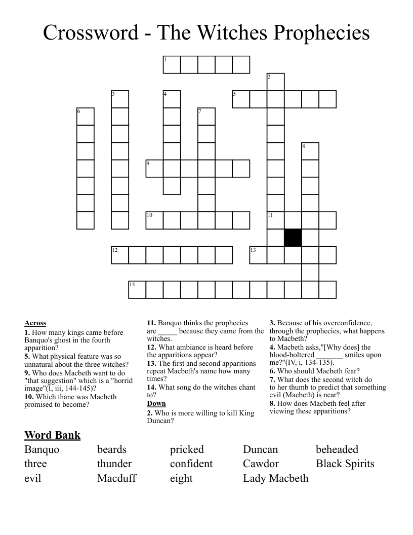 Crossword - The Witches Prophecies
