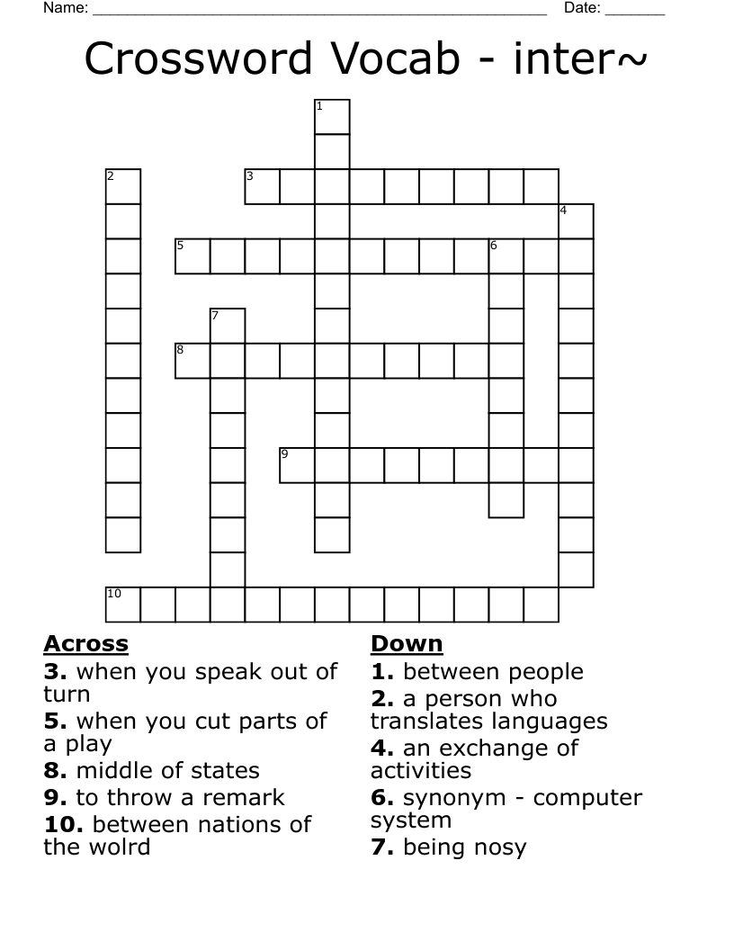 Crossword  Vocab - inter~