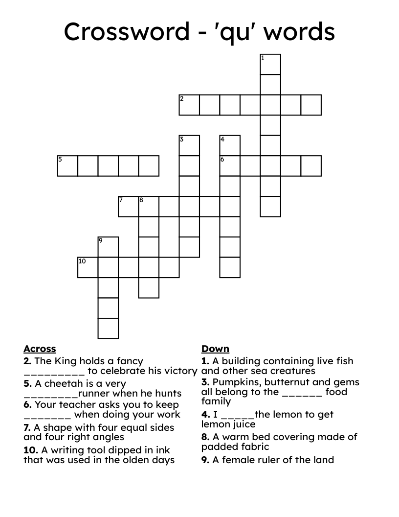 Crossword - 'qu' words