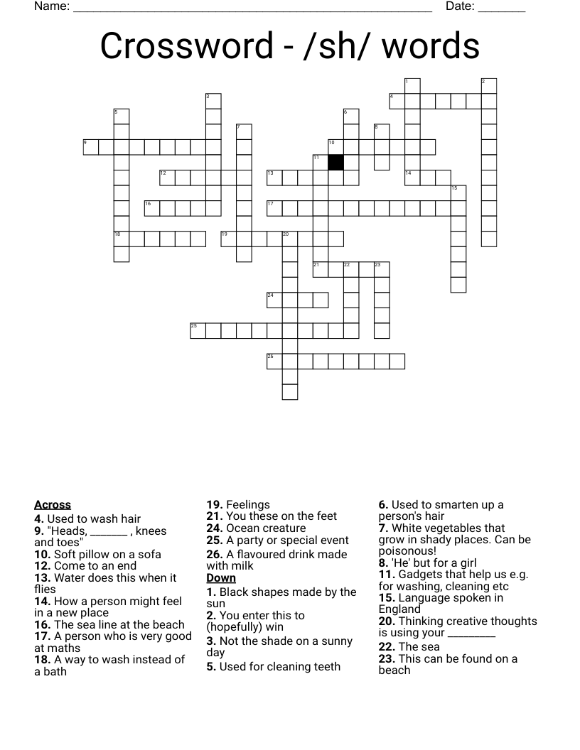 Crossword - /sh/ words