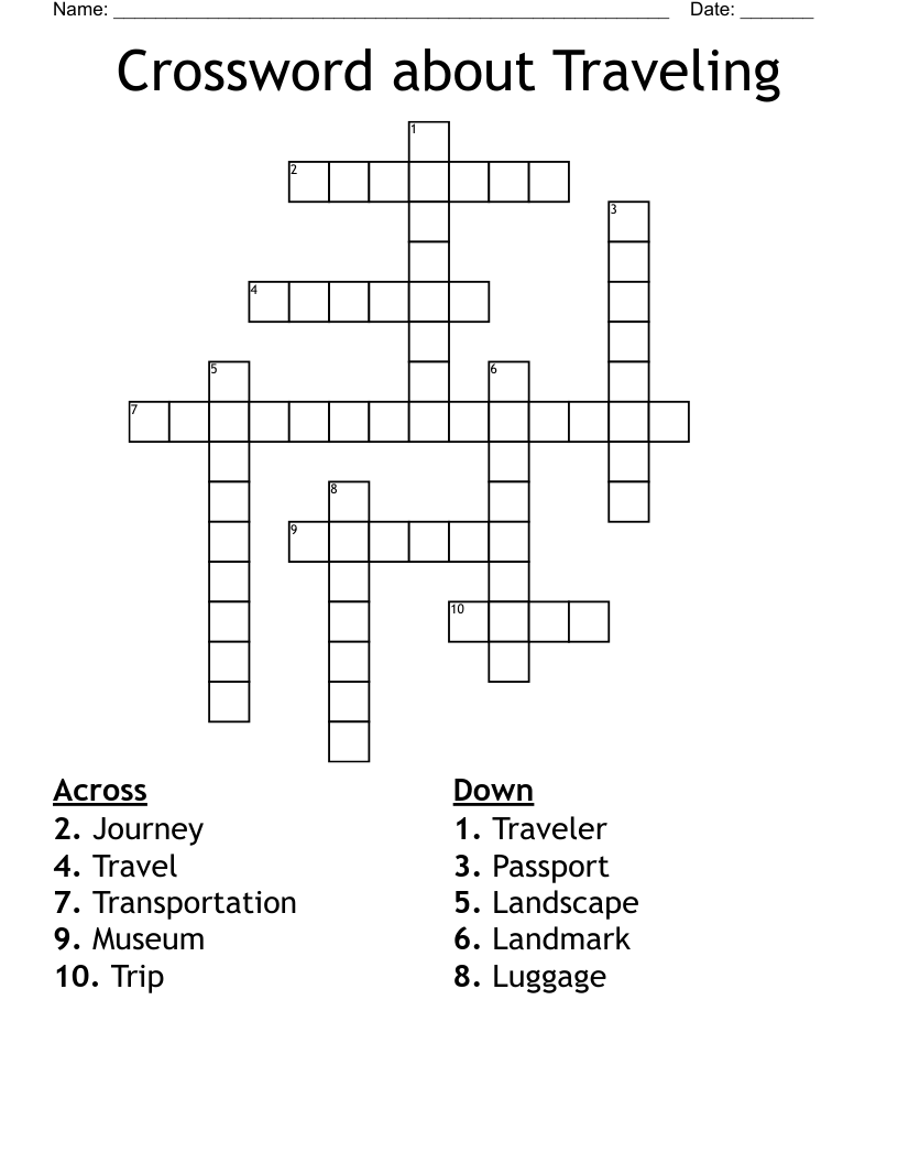 Crossword about Traveling