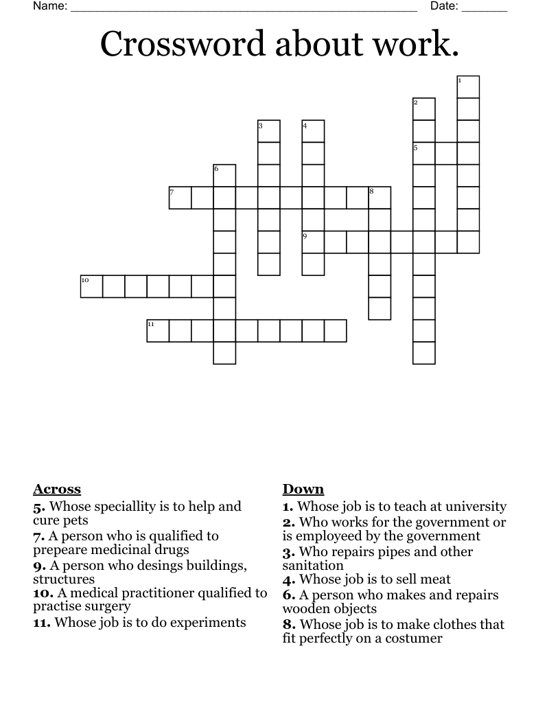 Crossword about work.