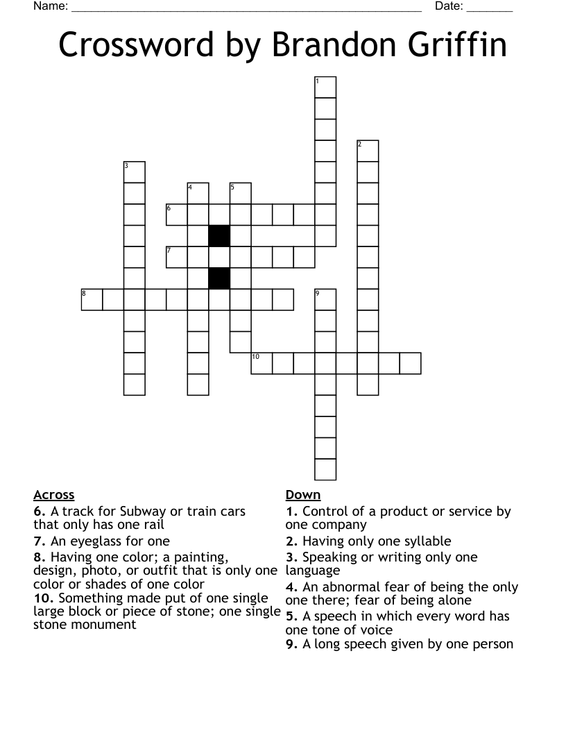 Crossword by Brandon Griffin
