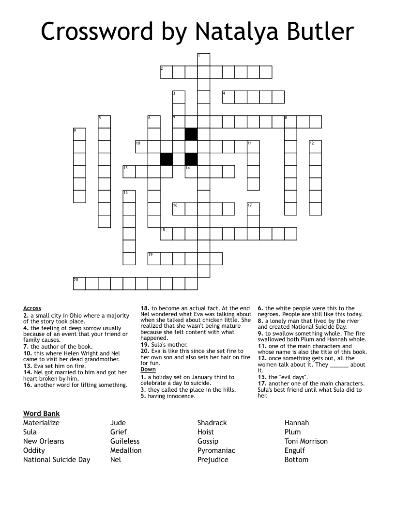 Crossword by Natalya Butler
