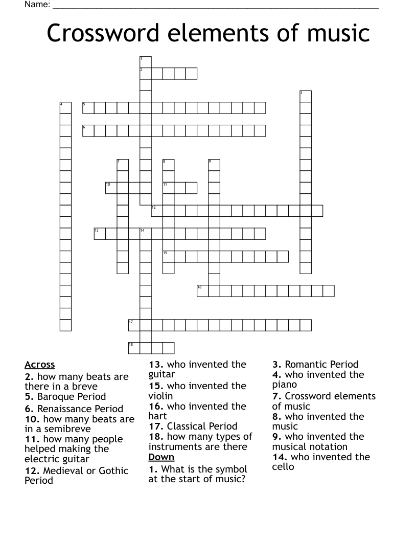 Crossword elements of music 