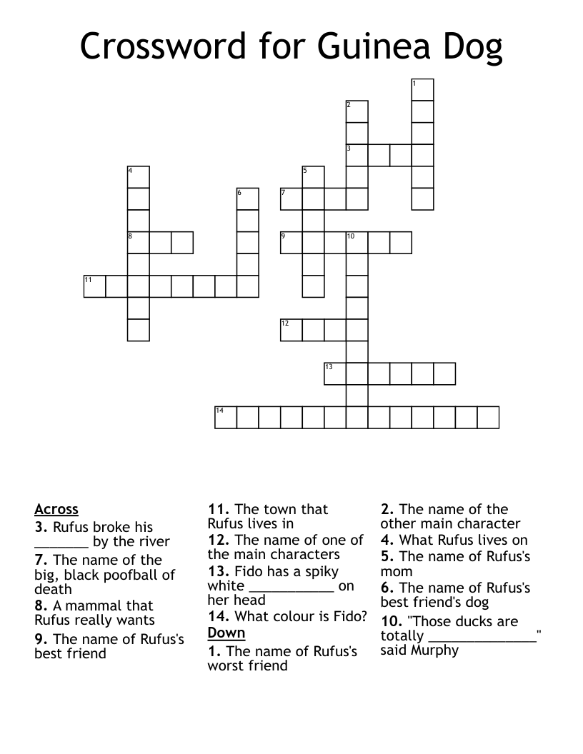 Crossword for Guinea Dog
