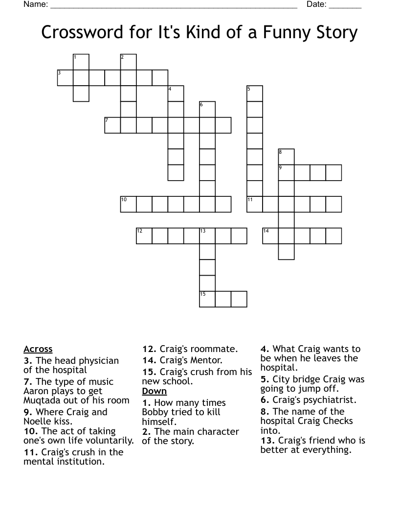 Crossword for It's Kind of a Funny Story