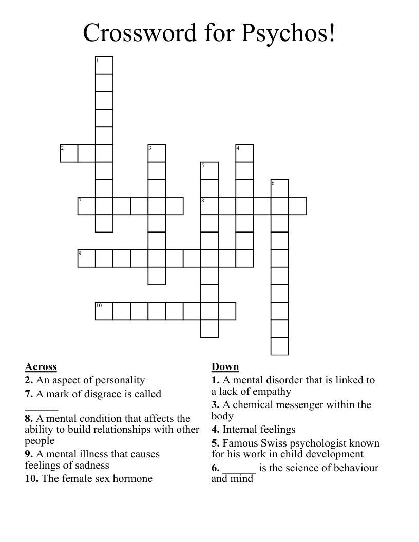 Crossword for Psychos!