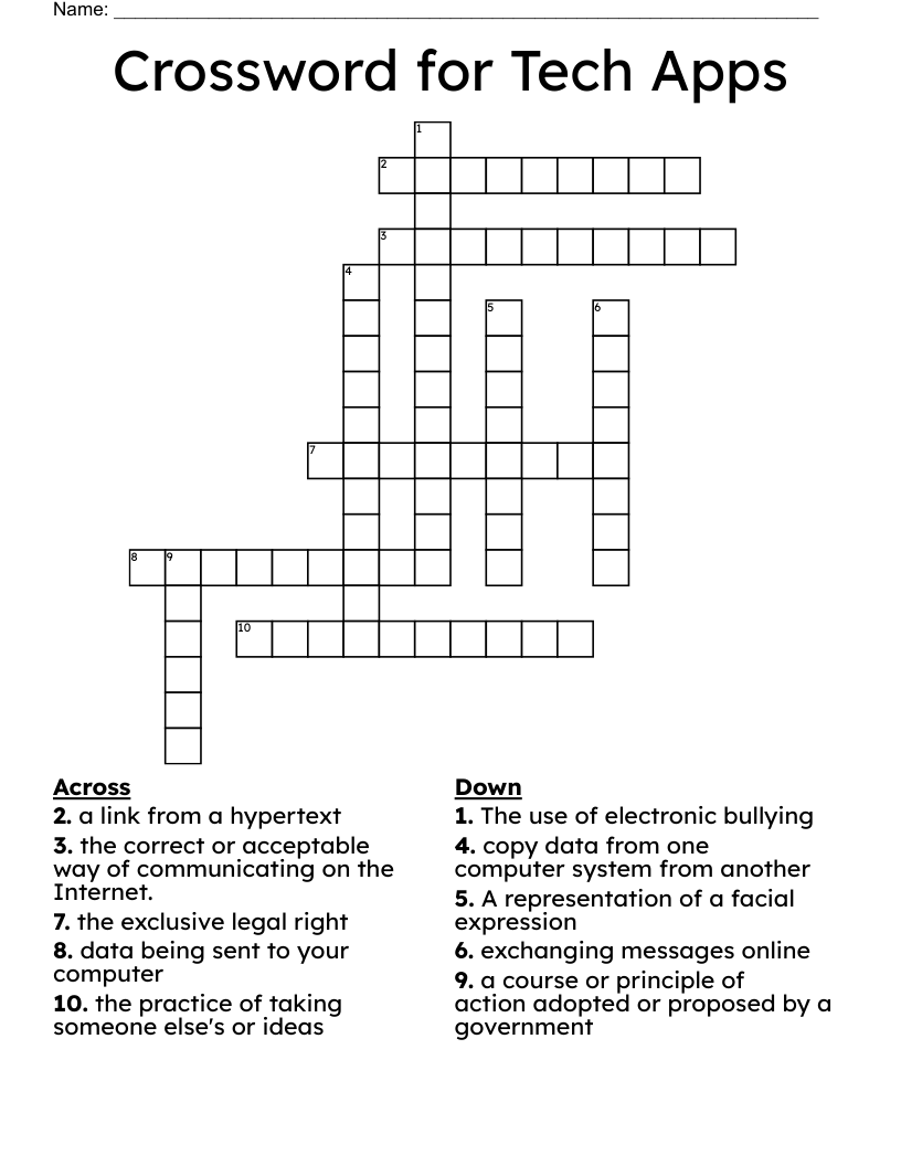 Crossword for Tech Apps