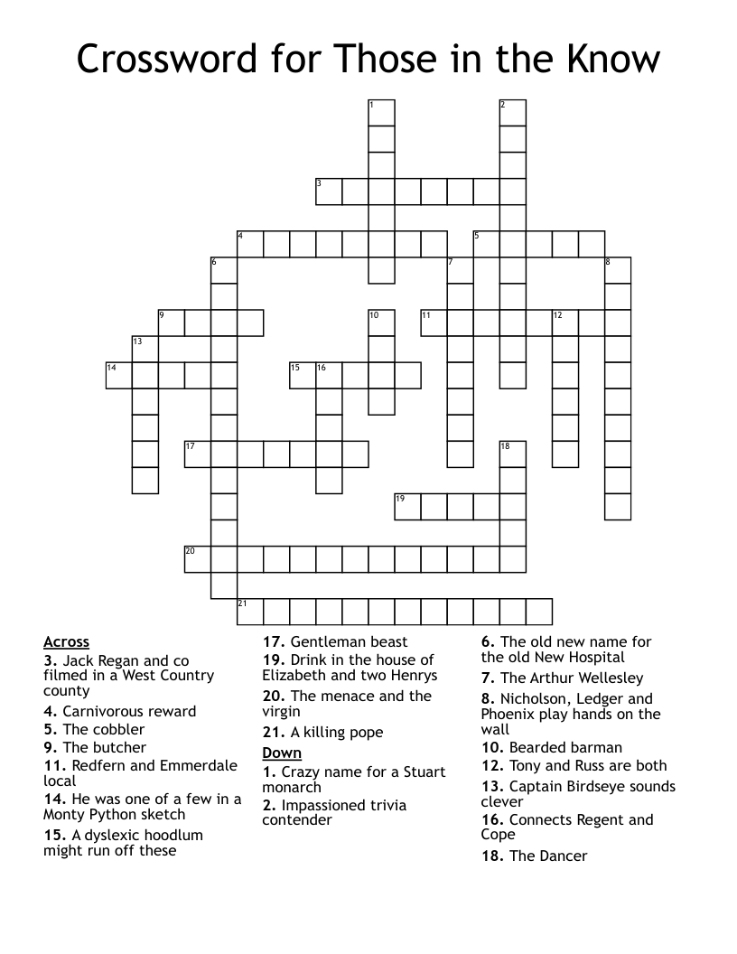 Crossword for Those in the Know