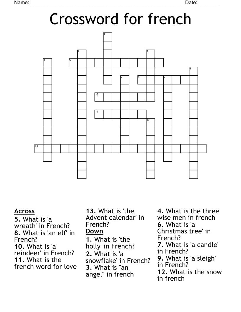 Crossword for french