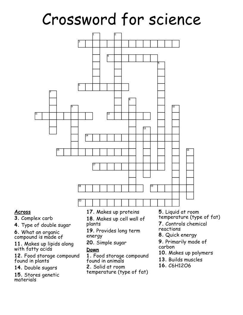 Crossword for science 
