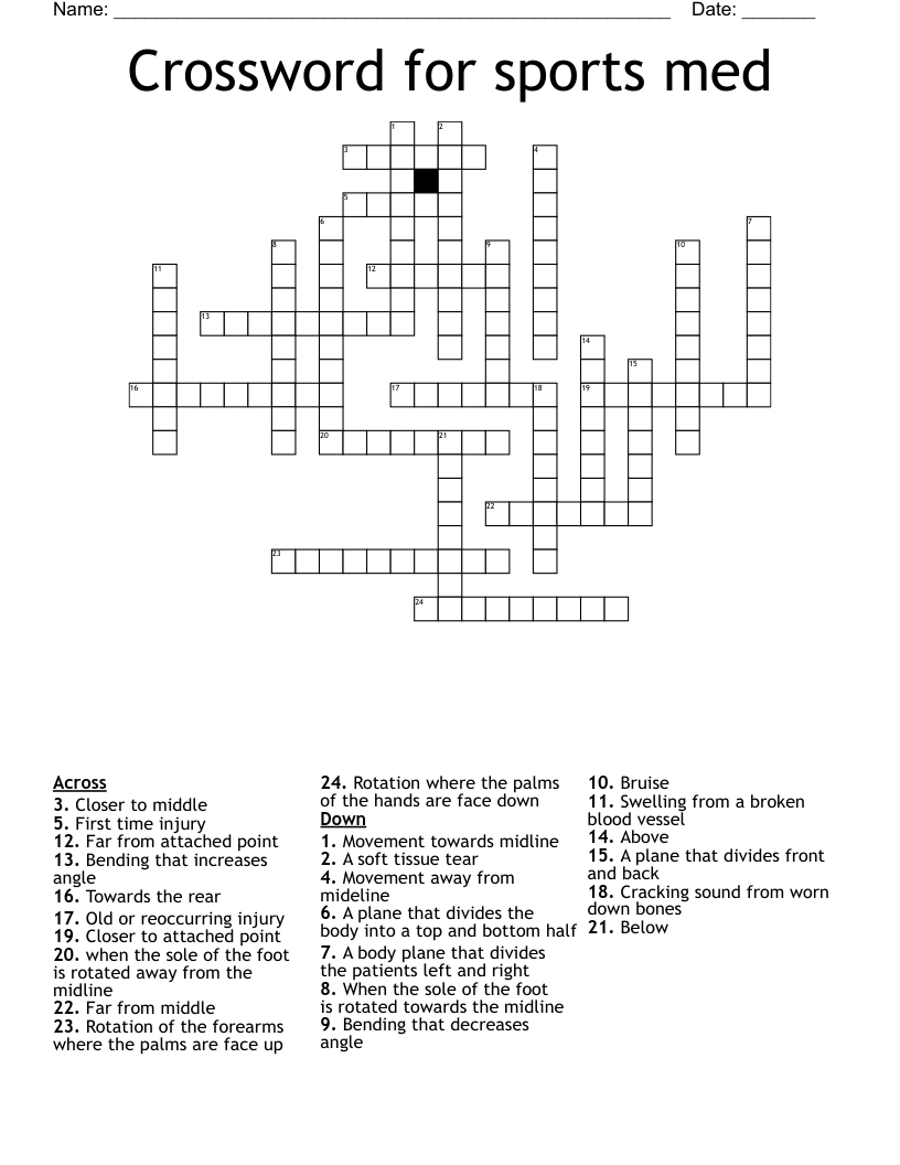Crossword for sports med