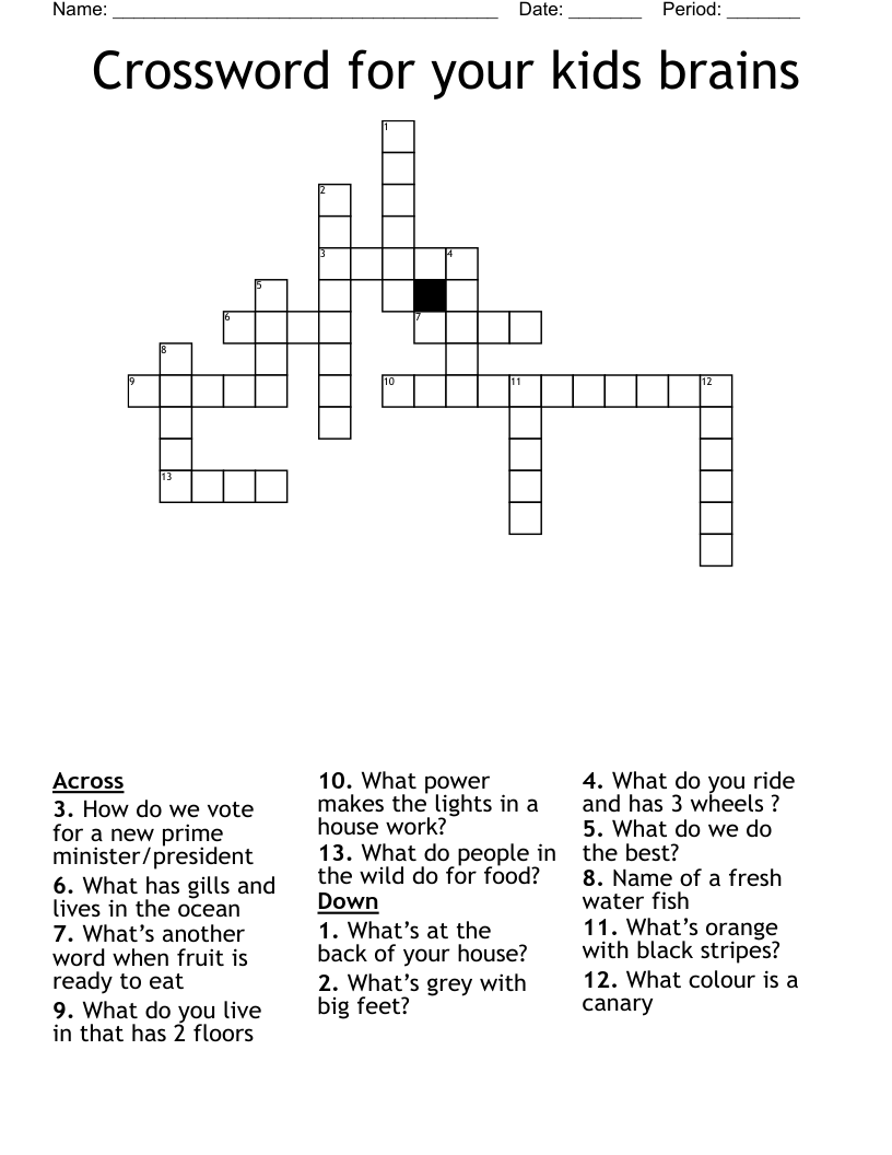 Crossword for your kids brains